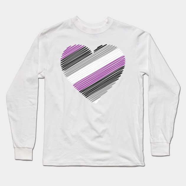 Asexual flag heart Long Sleeve T-Shirt by MarcyRangel